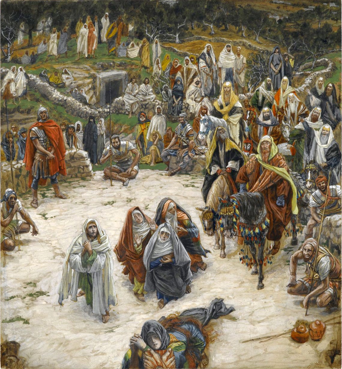 What Our Lord Saw from the Cross by James Tissot: Shows a POV of Jesus looking down from the Cross at the people mourning him as he died.