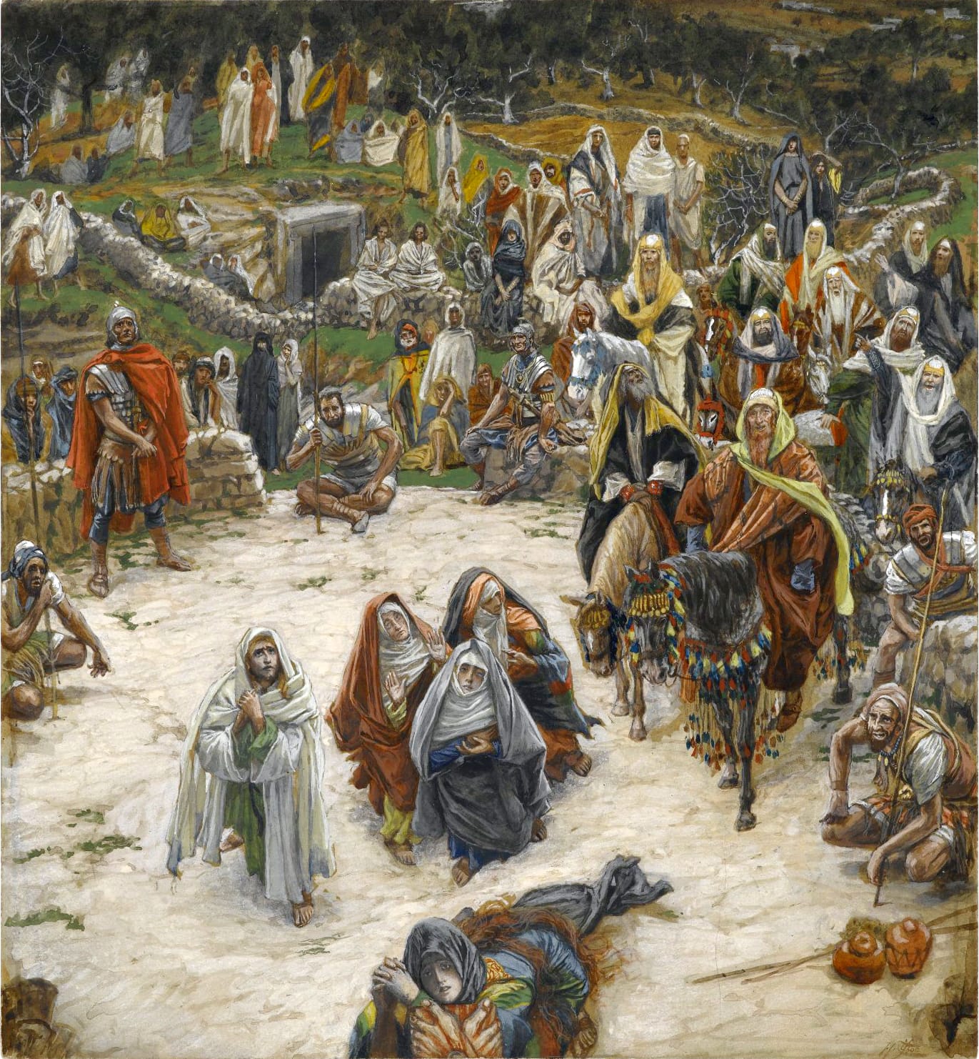 What Our Lord Saw from the Cross by James Tissot: Shows a POV of Jesus looking down from the Cross at the people mourning him as he died.
